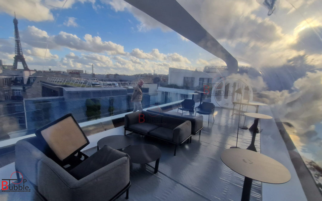 Nos Bulles chauffées BubbleTop sur le rooftop face à la Tour Eiffel